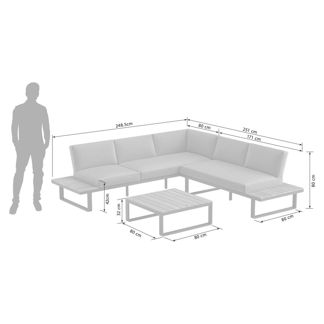 OUTLIV. Albufeira Ecklounge inkl. Loungetisch Aluminium/Polyester