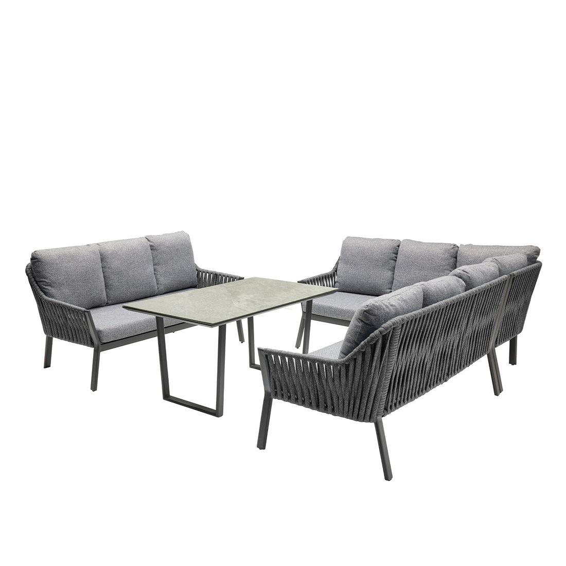 LC Garden Sofano Low Dining Dininglounge Tisch 140x80cm Aluminium/Rope/Olefin