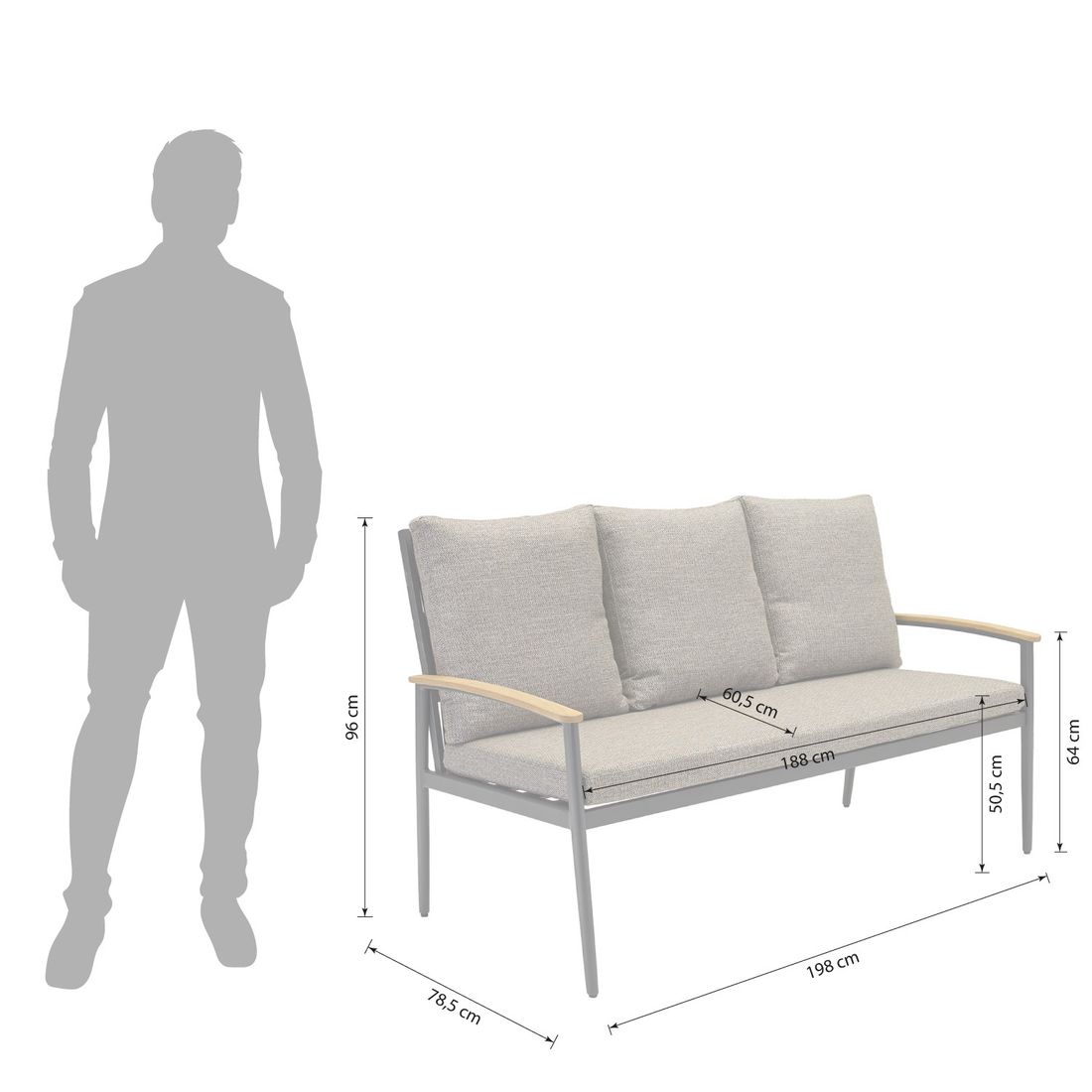 LC Garden Avento Diningsofa 198cm Aluminium/Rope/Polyester