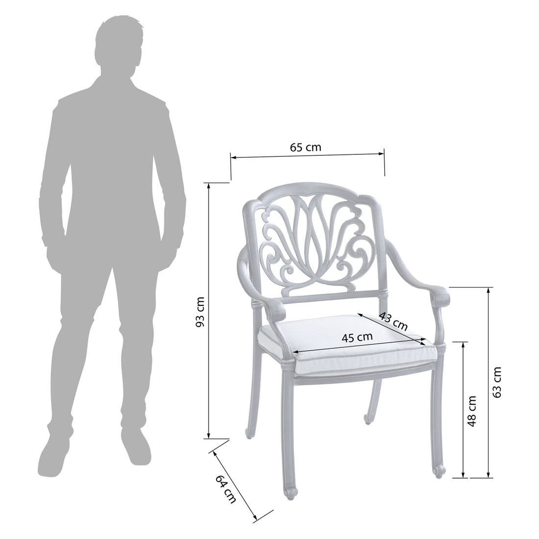 Hartman Amalfi Stapelsessel Aluminiumguss mit Sitzkissen