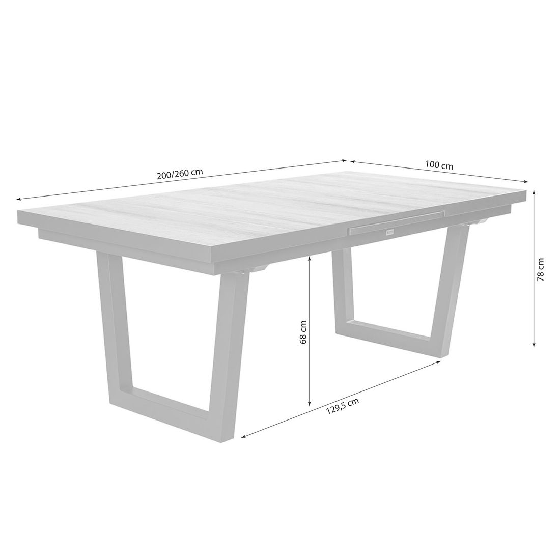 LC Garden Komido Ausziehtisch 200/260x100cm Aluminium/Keramikfliese