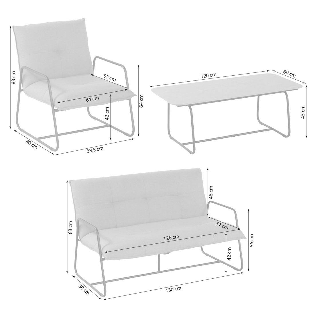 SCHÖNER WOHNEN-Kollektion Fontein Loungeset inkl. Loungetisch Aluminium/Sunbrella