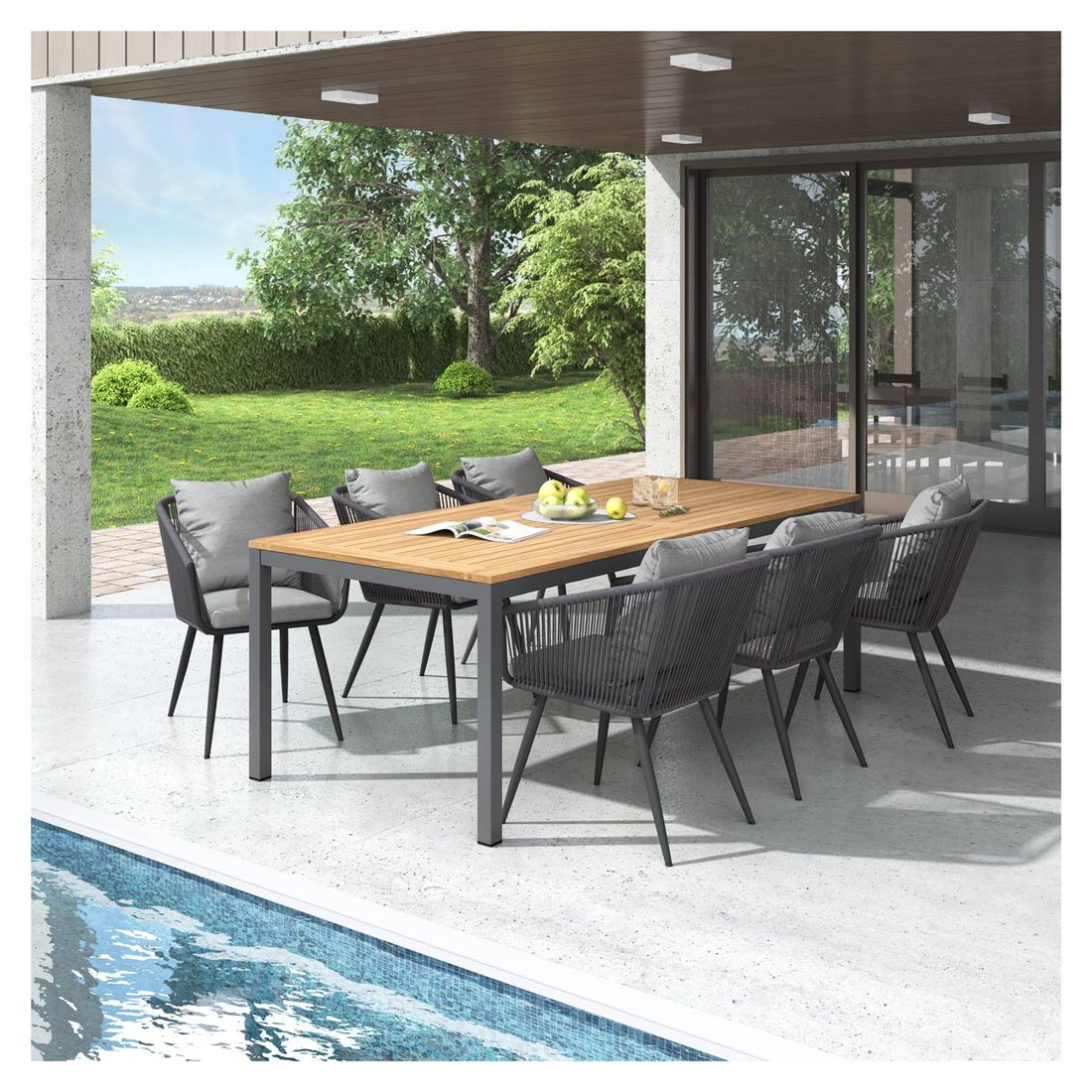 OUTLIV. Alex Gartenmöbel-Set 7-tlg. Tisch 220x100cm
