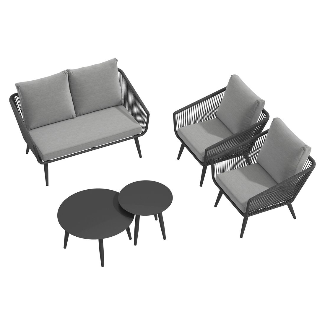 OUTLIV. Alex Loungeset inkl. Loungetische Aluminium/Rope/Olefin