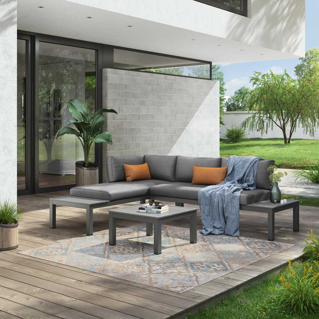 OUTLIV. Morsum Modulare Ecklounge inkl. Loungetisch Aluminium/Spunpolyester