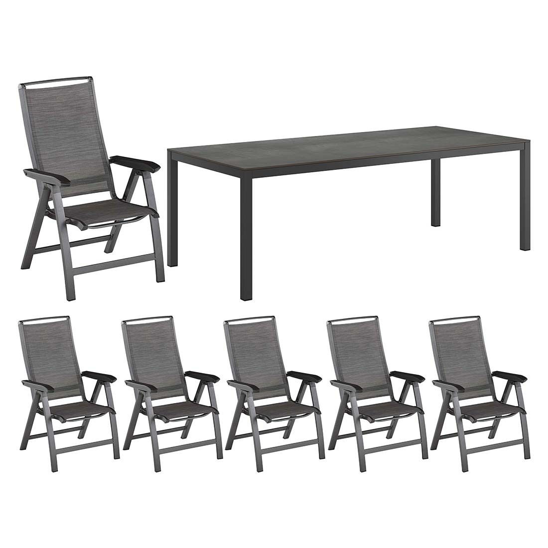 Kettler Forma II Gartenmöbel-Set L verstellbar (6 Plätze) mit OUTLIV. Tisch 220x100cm
