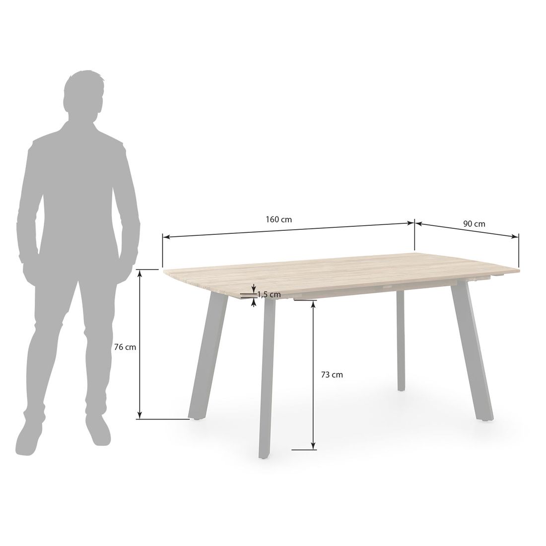 OUTLIV. Ohio II Gartentisch Aluminium/Teak recycelt
