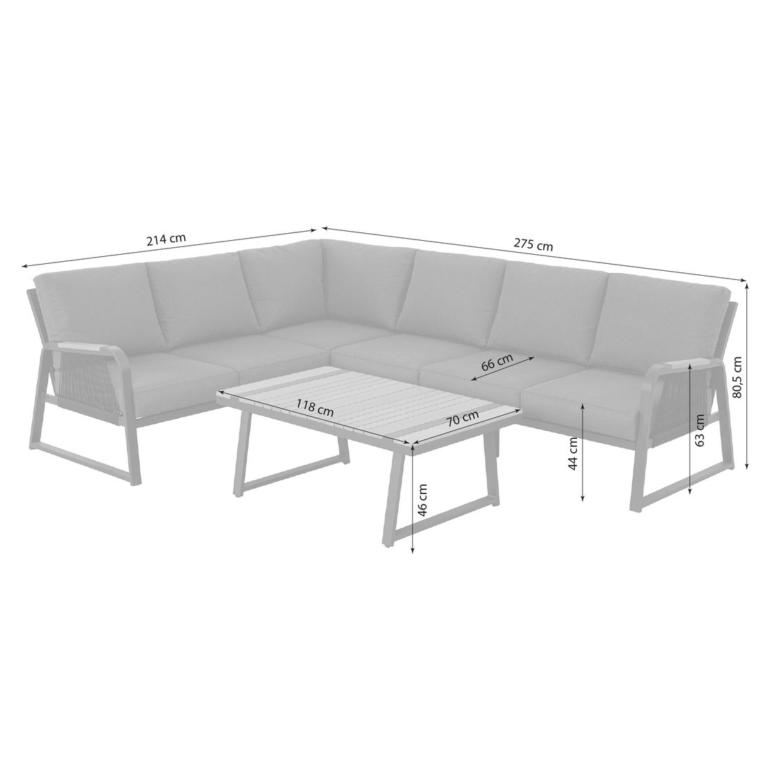 OUTLIV. Siena Ecklounge inkl. Loungetisch Aluminium/Rope/Spunpolyester
