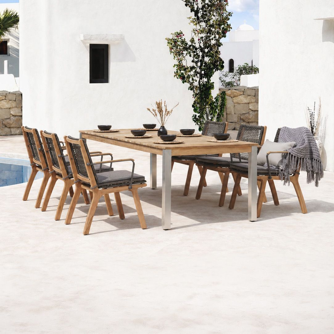 Zebra Derex Gartentisch 220x100cm Edelstahl/Teak recycelt