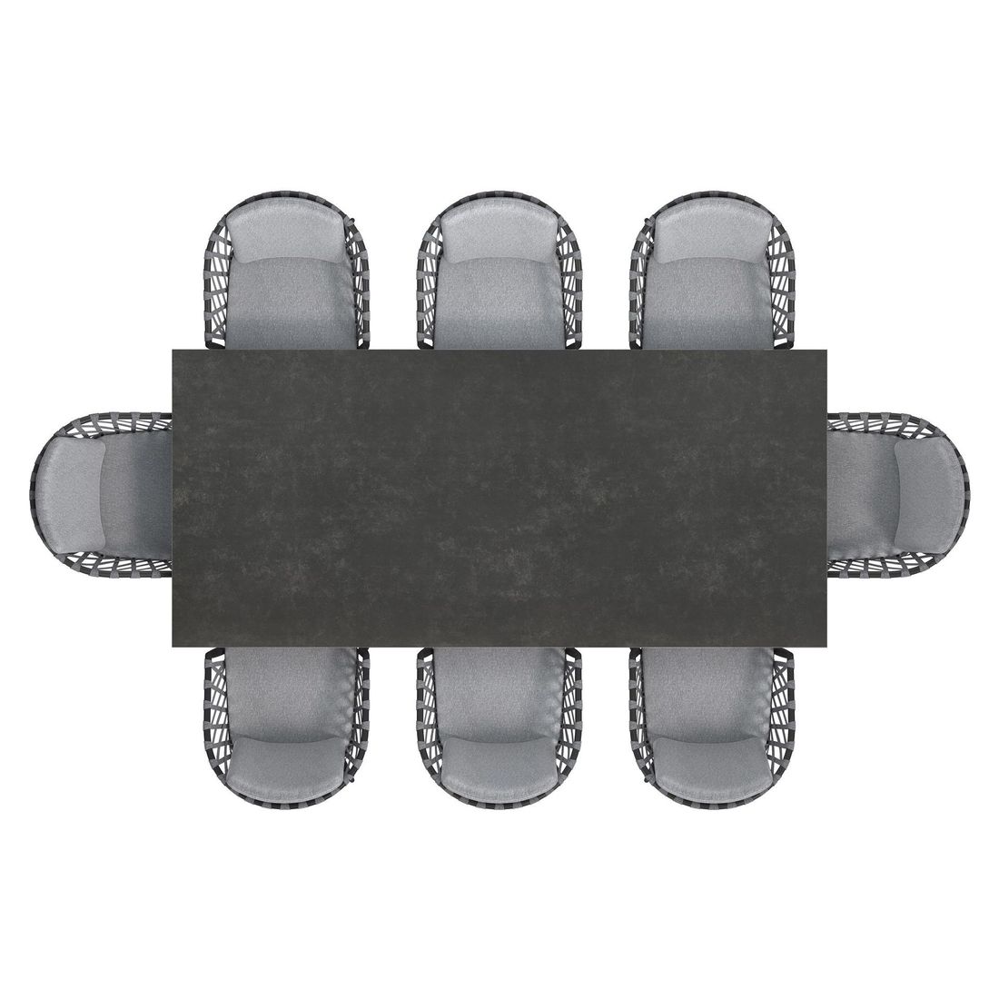 OUTLIV. Cairns Gartenmöbel-Set XL (8 Plätze) Tisch 220x100cm Aluminium/Glaskeramik Vierfuß