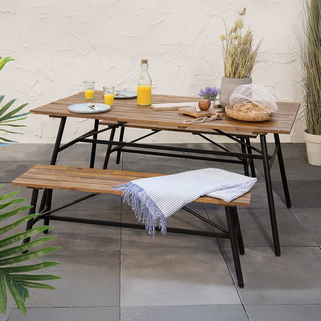 Outdoor Living Poznan Gartenmöbel-Set M (4 Plätze) Tisch 160x83,5cm