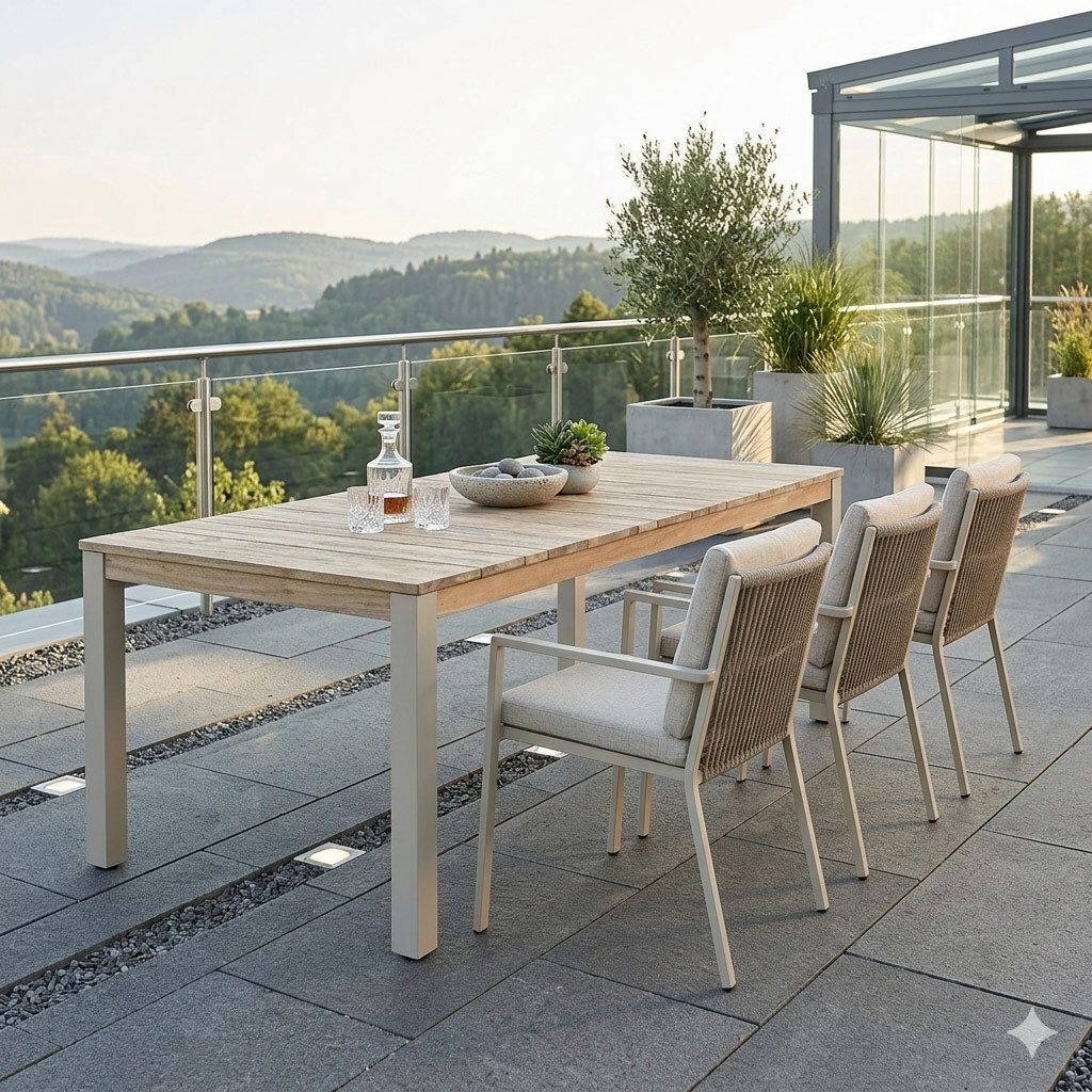 Zebra Derex Gartentisch 180x100cm Aluminium/Teak