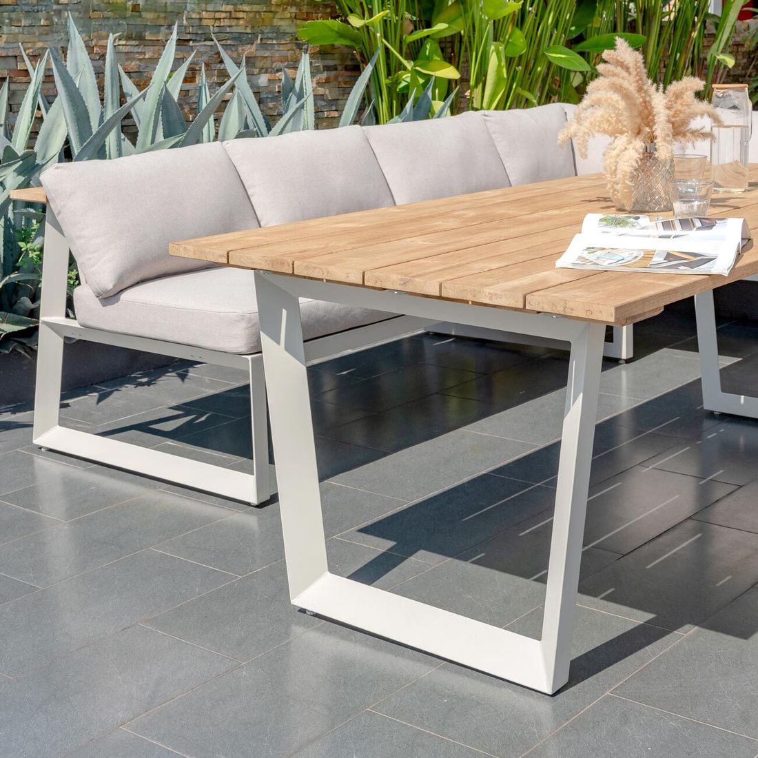 LifestyleGarden Jimmy Dininglounge Tisch 216x99cm Aluminium/Olefin