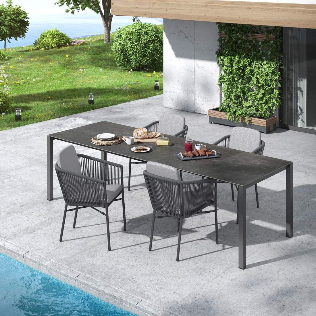 OUTLIV. Ohio Gartenmöbel-Set M (4 Plätze) Tisch 160/217/267x91cm