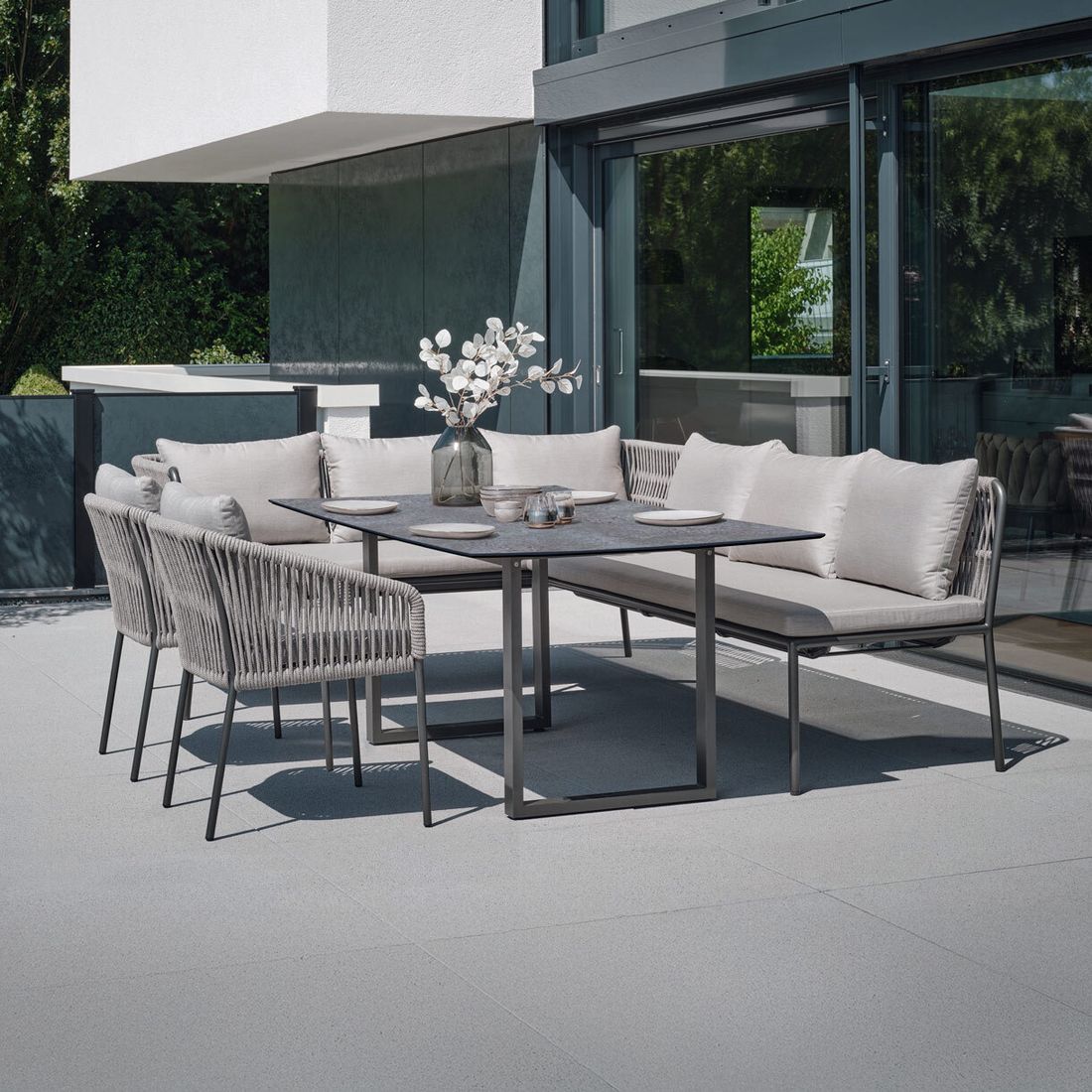 Stern Marla Dininglounge Tisch 160x90cm Aluminium/Rope/Polyacryl