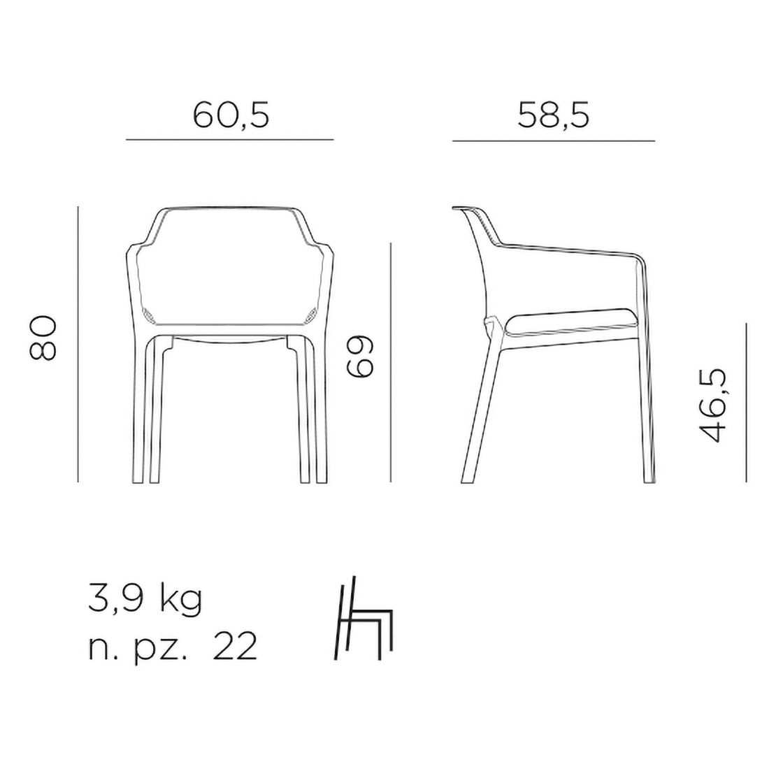 Nardi Net Stapelsessel-Set Kunststoff