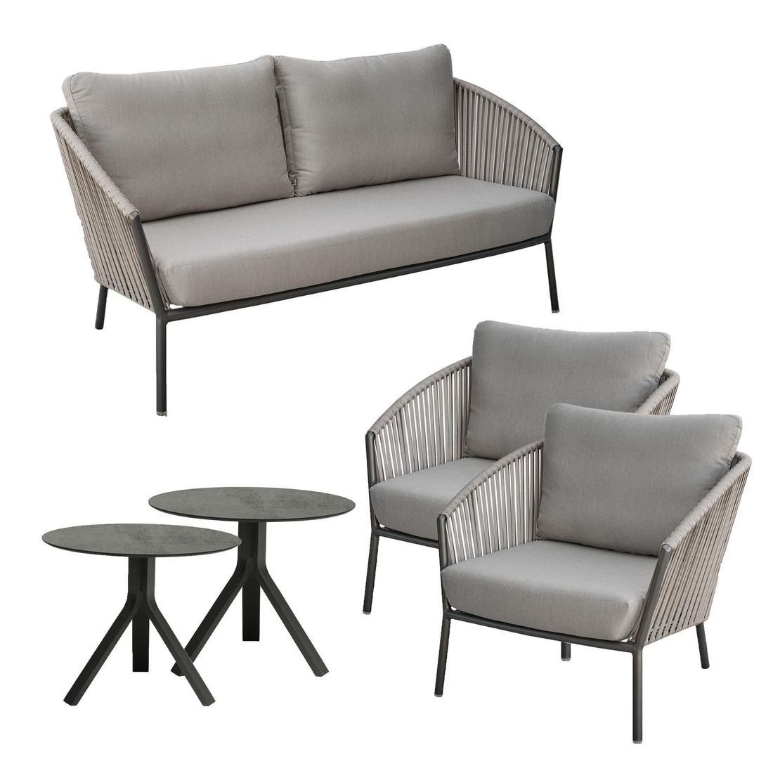 Stern Cliff Loungeset inkl. Beistelltische Aluminium/Rope/Polyacryl