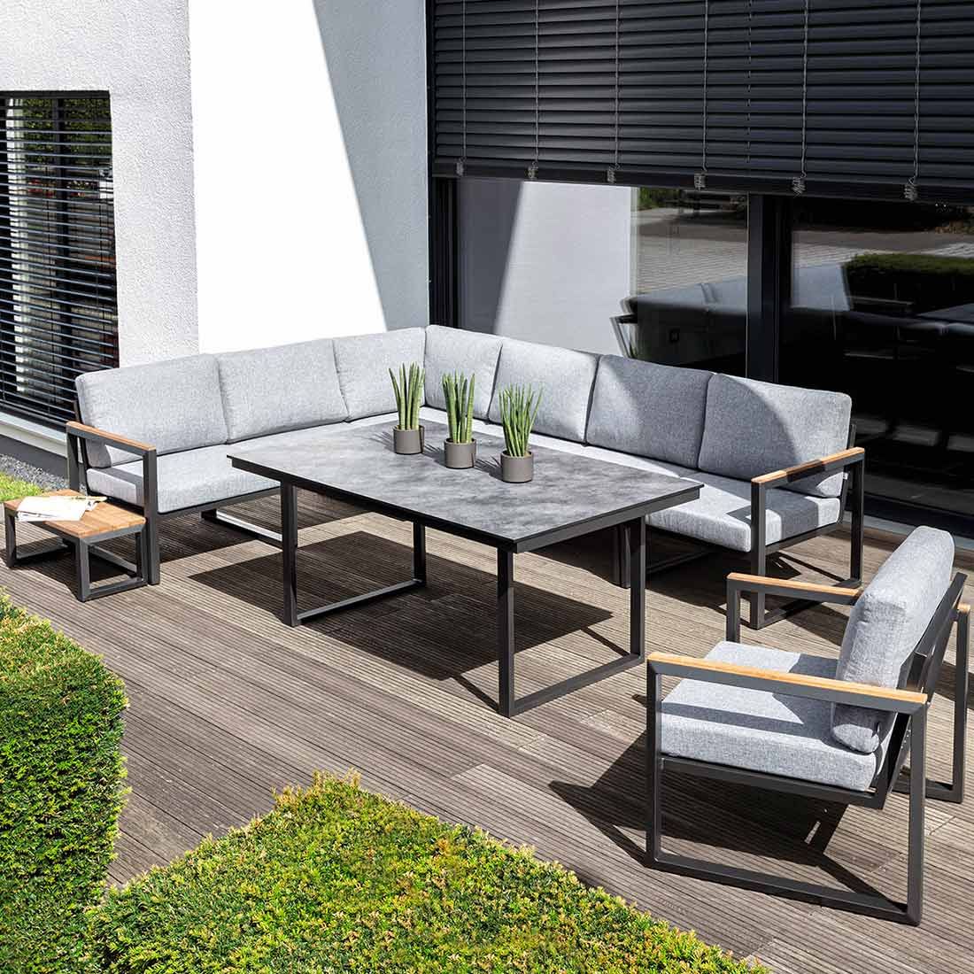Kettler Ocean Skid Dininglounge Tisch 160x95cm Aluminium/Olefin
