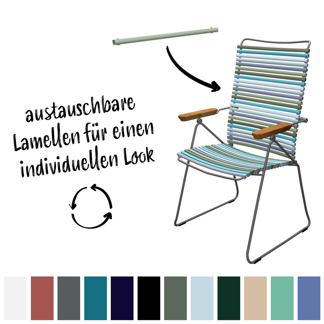 HOUE Click Position Gartensessel verstellbar Stahl/Kunststoff