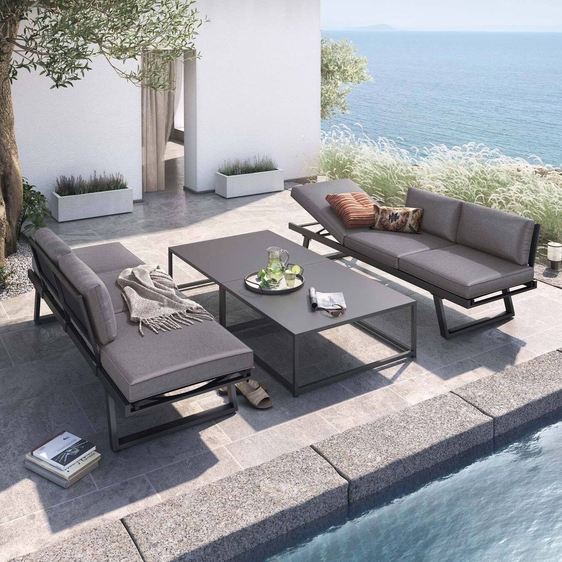 OUTLIV. Lucca Loungeset inkl. Loungetische Aluminium/Polyester