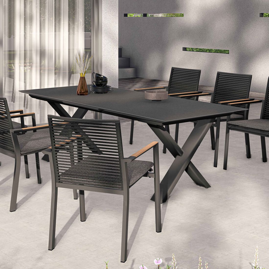 Zebra Levare Ausziehtisch 240/300x100cm Aluminium/Keramik