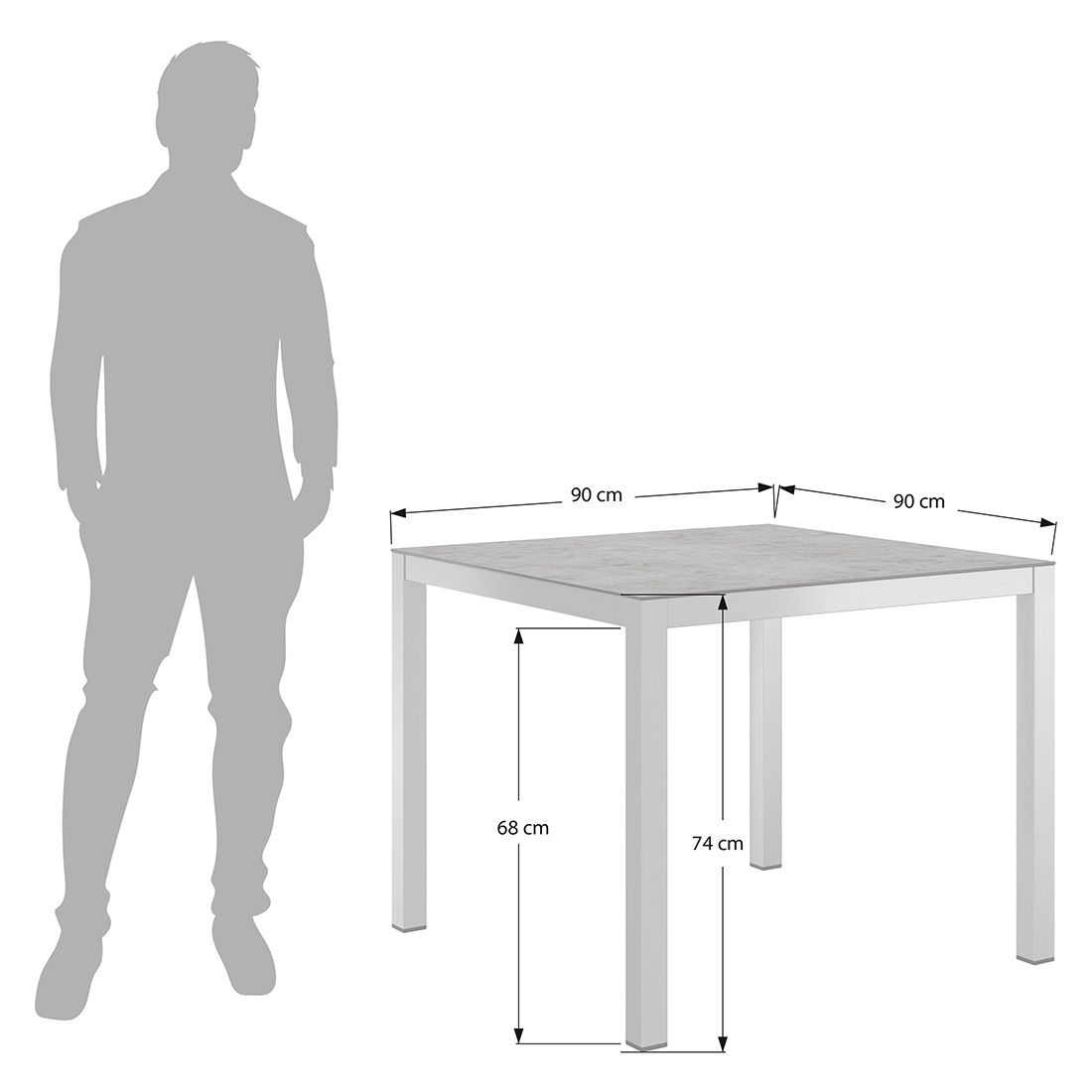 OUTLIV. Gartentisch 90x90cm Edelstahl/Glaskeramik