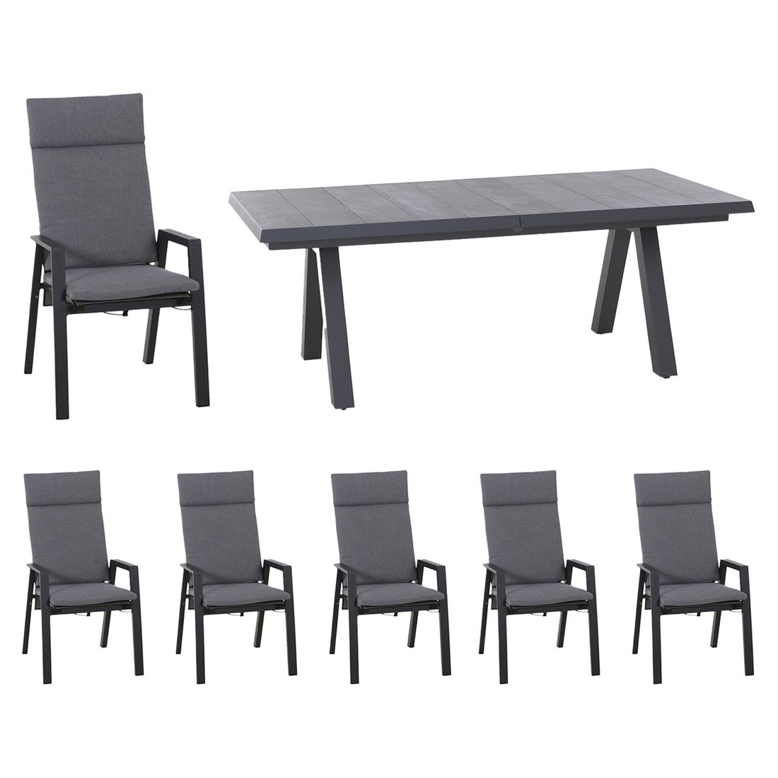 Siena Garden Valencia Gartenmöbel-Set L verstellbar (6 Plätze) Tisch 200/260x100cm