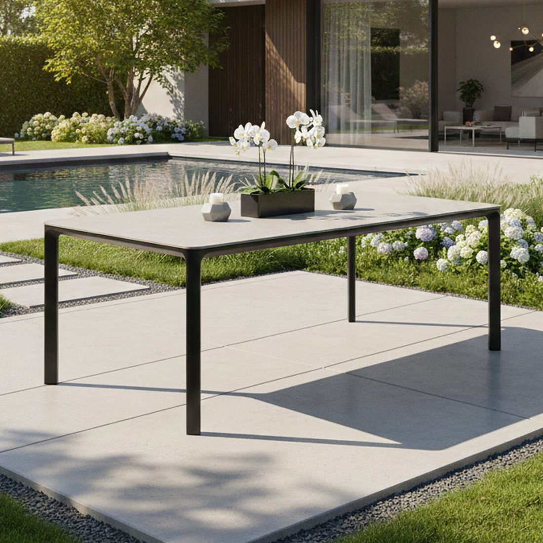 LC Garden Stilo Gartentisch 160x90cm Aluminium/Sinterstone