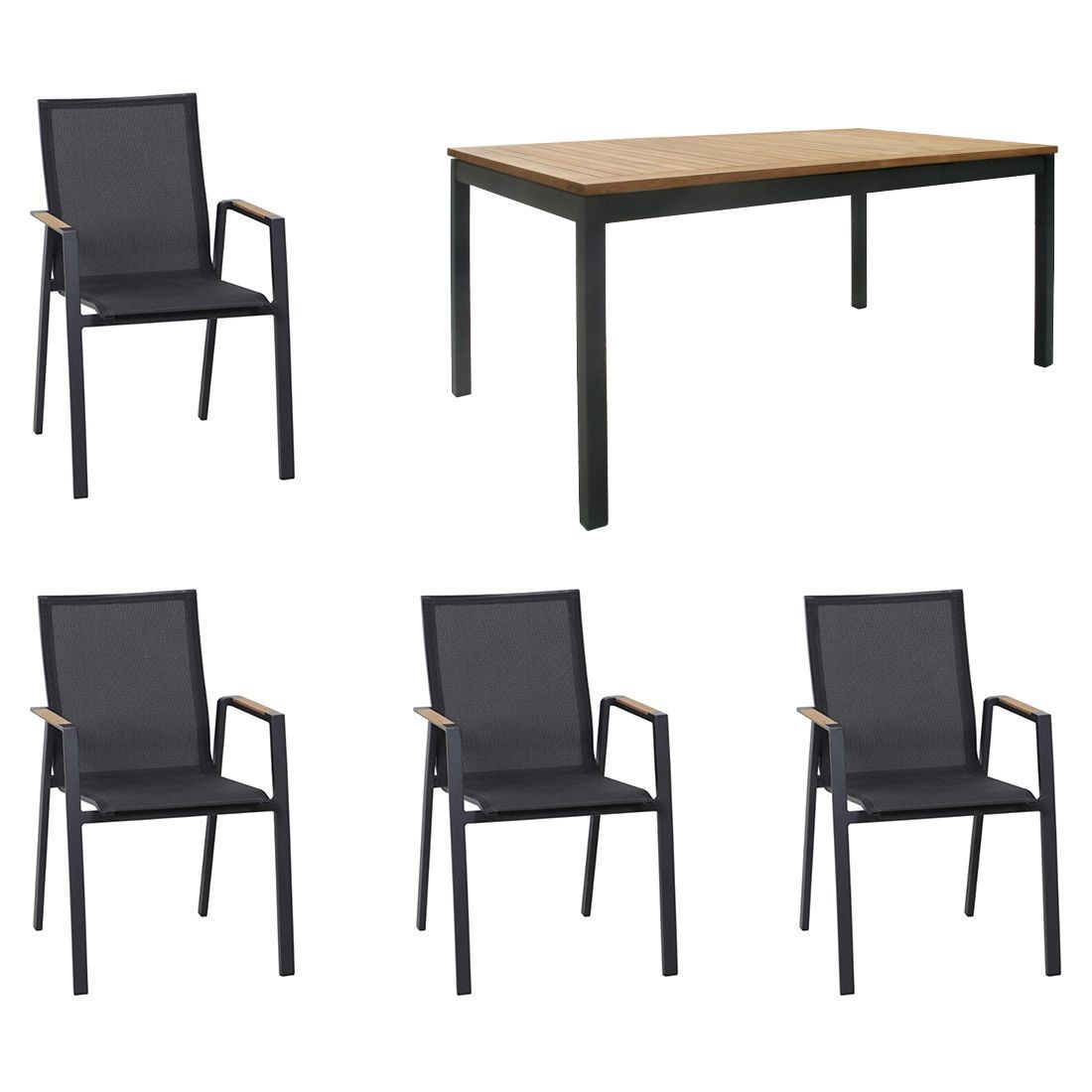 Siena Garden Rondo Gartenmöbel-Set M (4 Plätze) Tisch 150/210x90cm