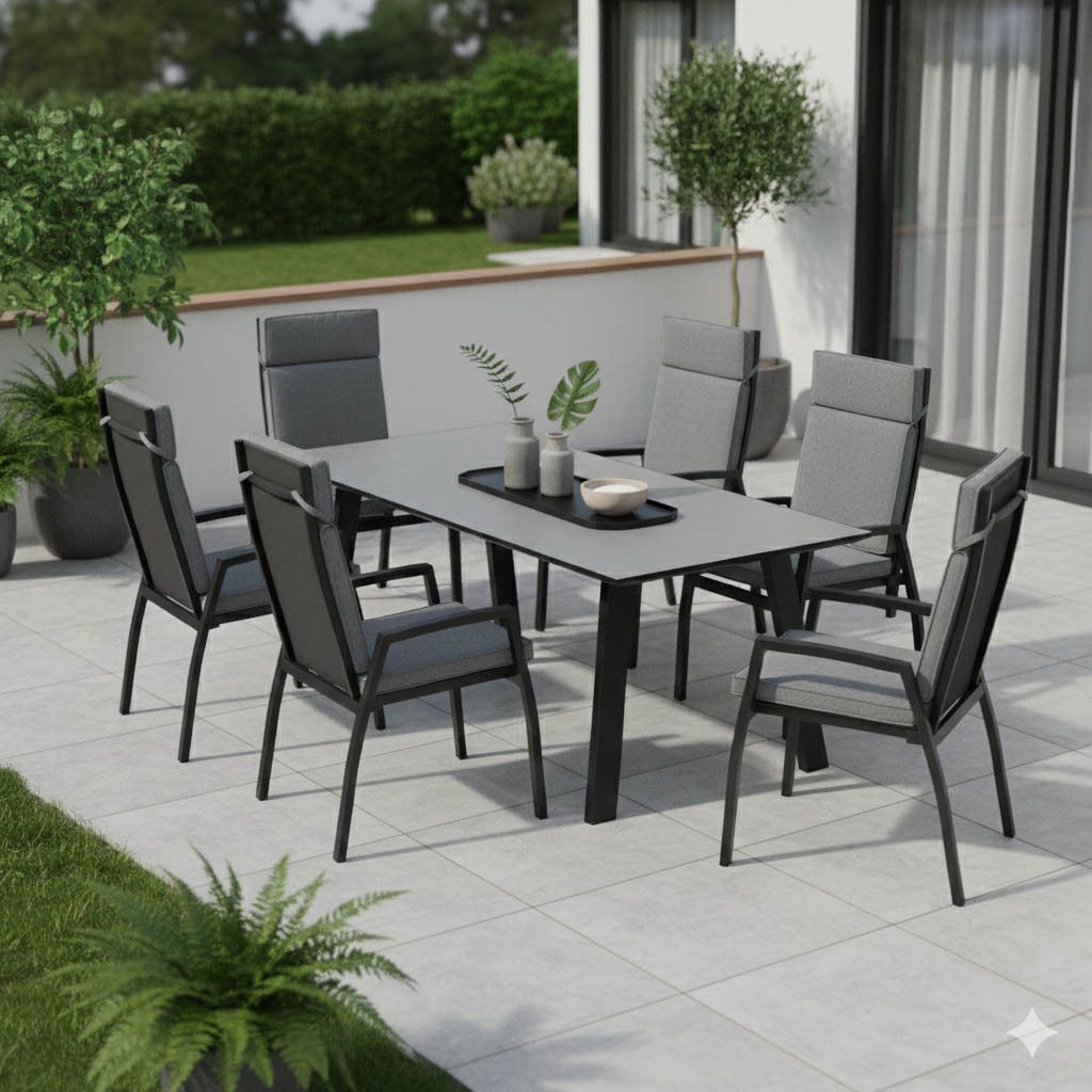 OUTLIV. Perth Gartenmöbel-Set L verstellbar (6 Plätze) Tisch 180x90cm