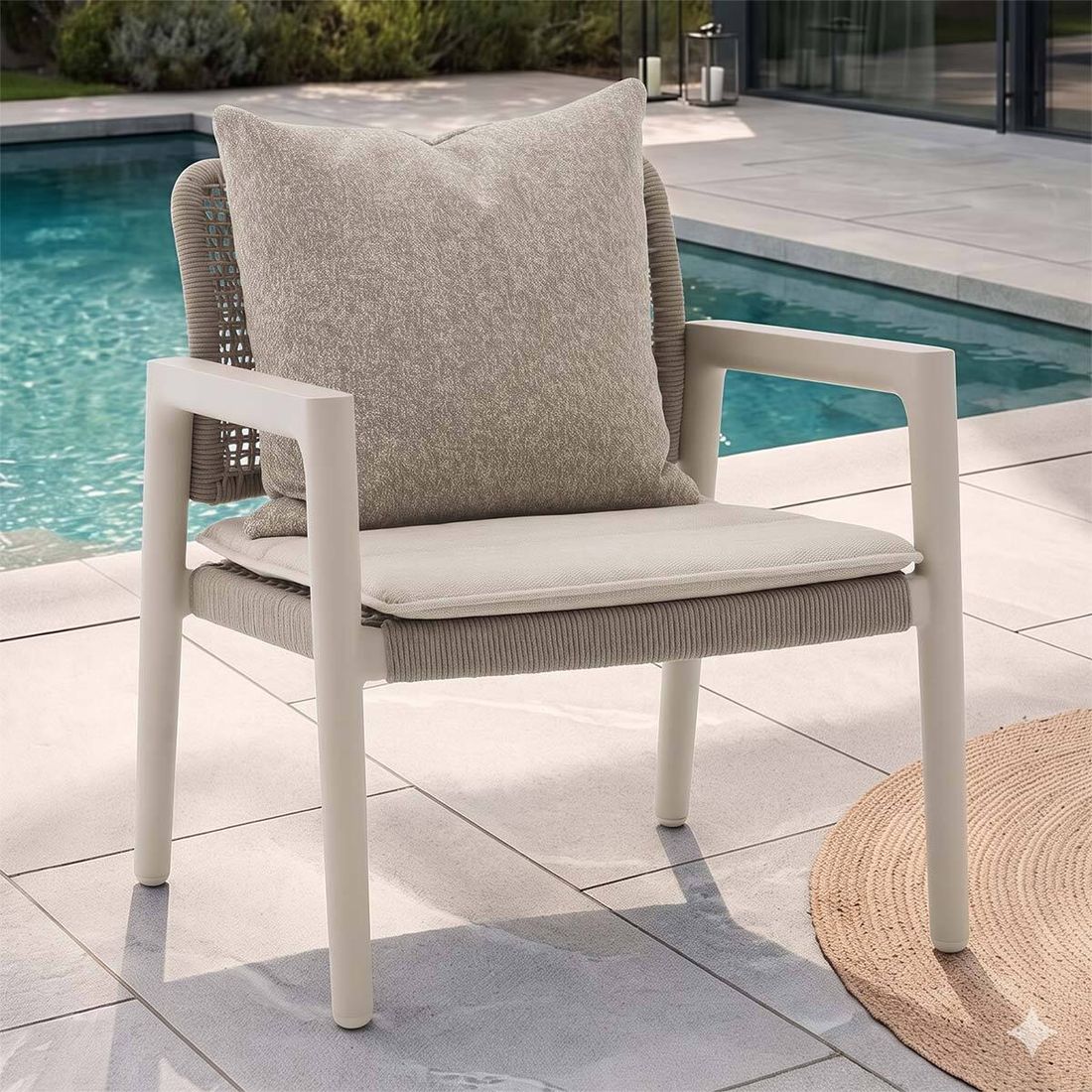 Zebra Cozy Gartensessel Low Dining Aluminium mit Sitz- und Rückenkissen
