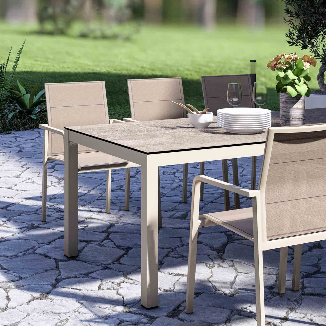 Zebra Alus Gartentisch 180x100cm Aluminium/HPL