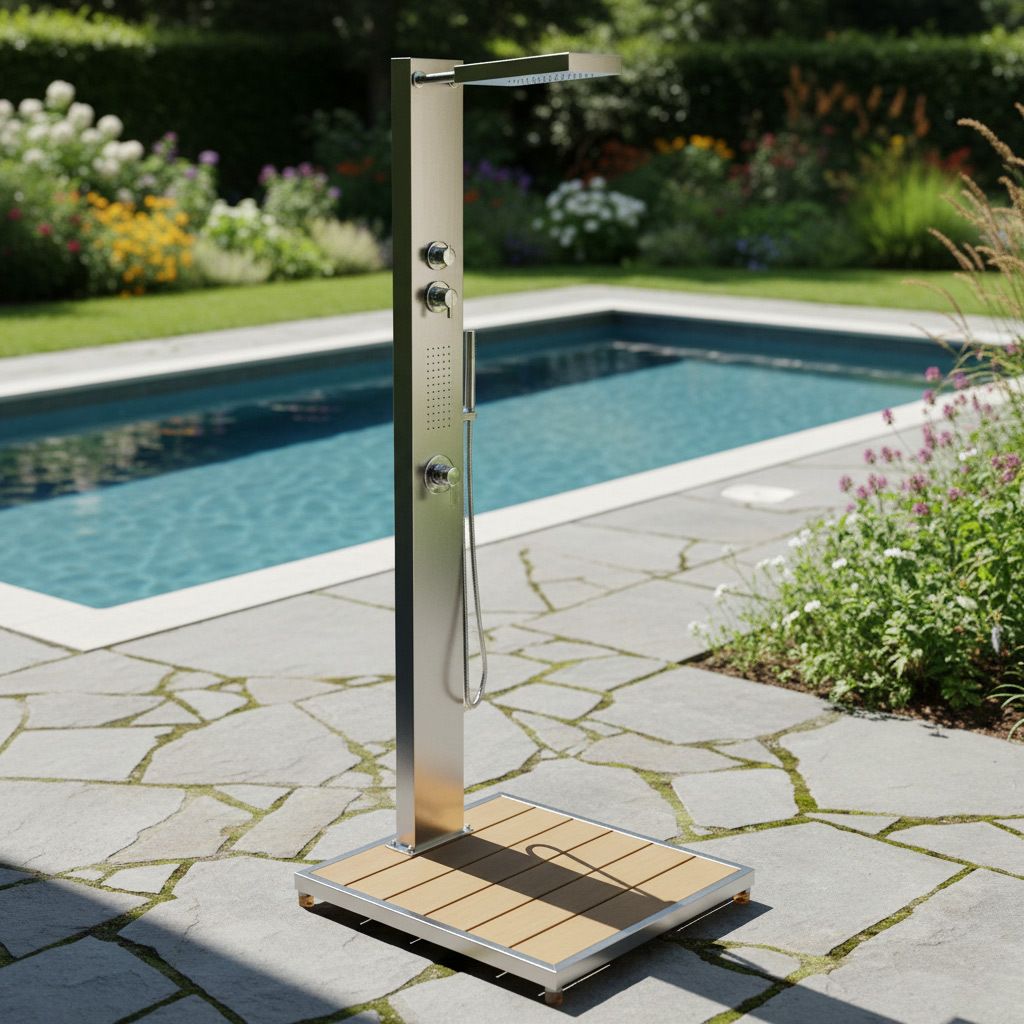 Ideal Elba Gartendusche Warmwasser Edelstahl/WPC