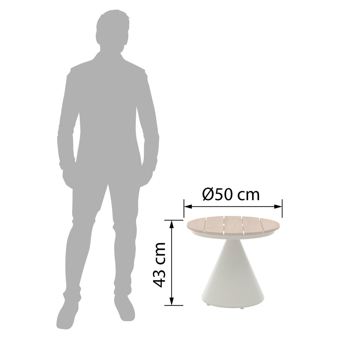 Interliving 7015 Beistelltisch Garten Ø50cm Aluminium/Teak