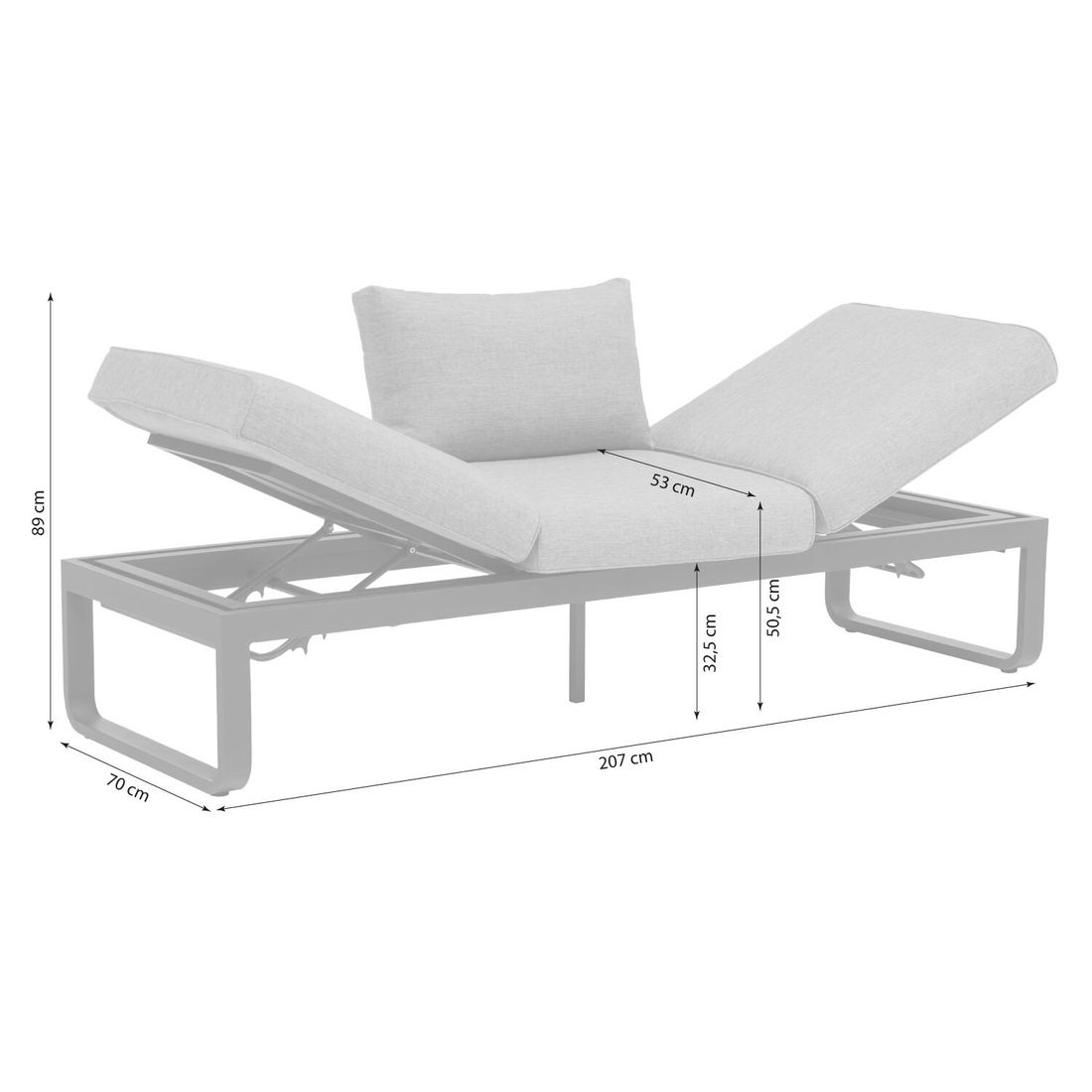 Zebra Fly Diningsofa verstellbar Aluminium/Olefin