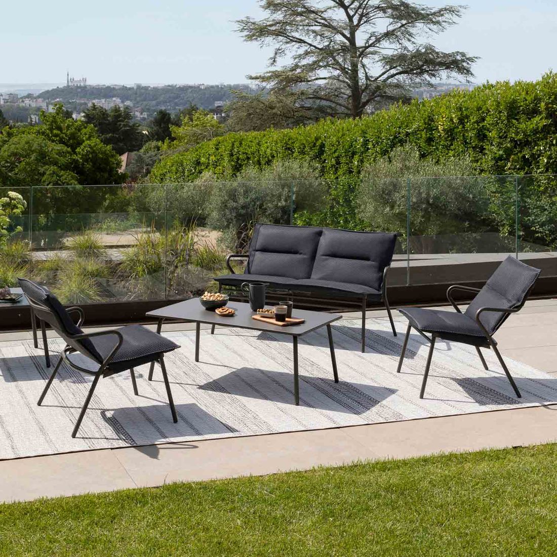 Lafuma Vence Loungeset 4-tlg. Stahl/BeComfort