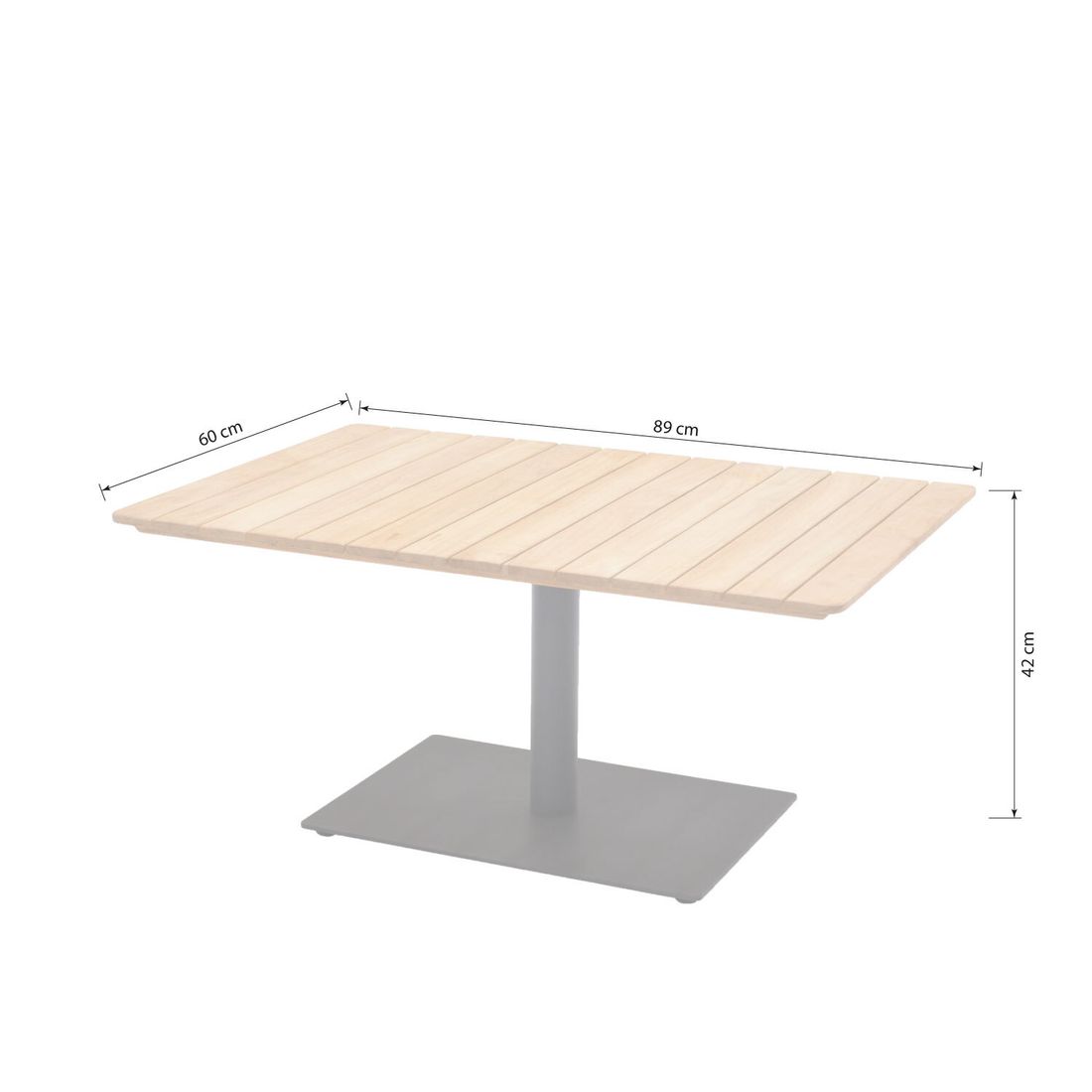 LifestyleGarden Pearl Loungetisch 89x60cm Aluminium/Teak