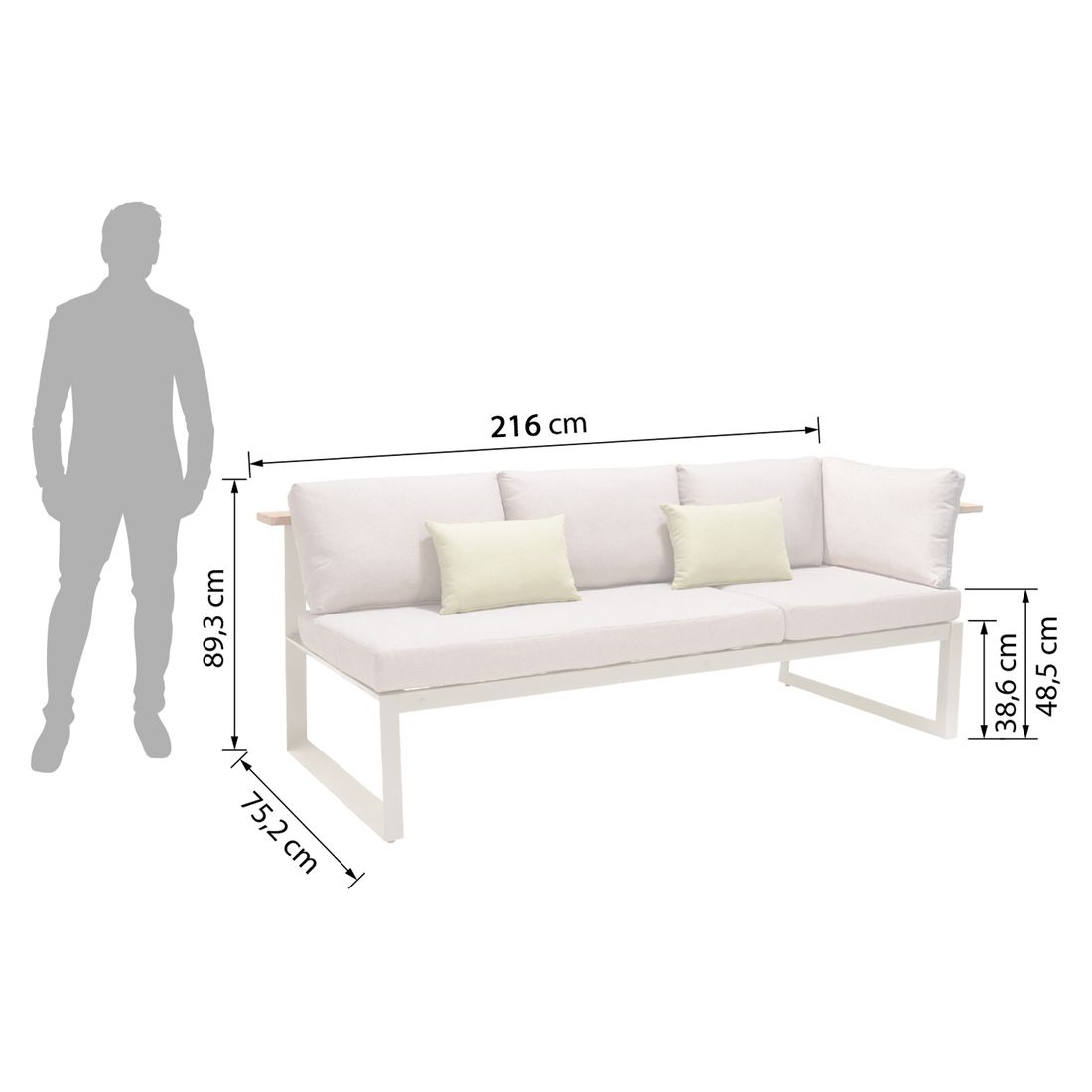 LifestyleGarden Jimmy Diningsofa verstellbar Aluminium/Olefin