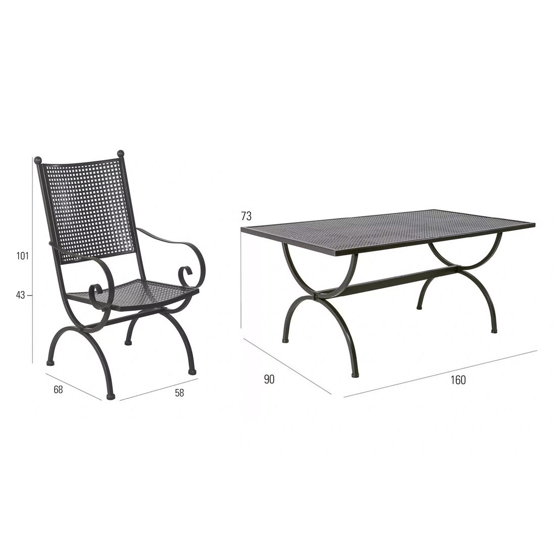 MBM Romeo Elegance Gartenmöbel-Set M (4 Plätze) Tisch 160x90cm