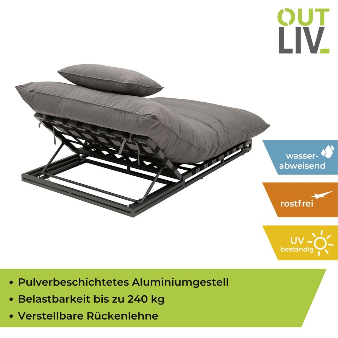 OUTLIV. Heaven Gartenliege verstellbar Aluminium/Sunbrella