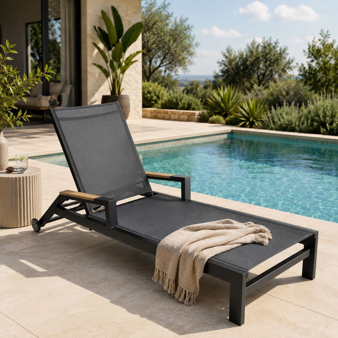 OUTLIV. Melbourne Gartenliege verstellbar Aluminium/Textilene