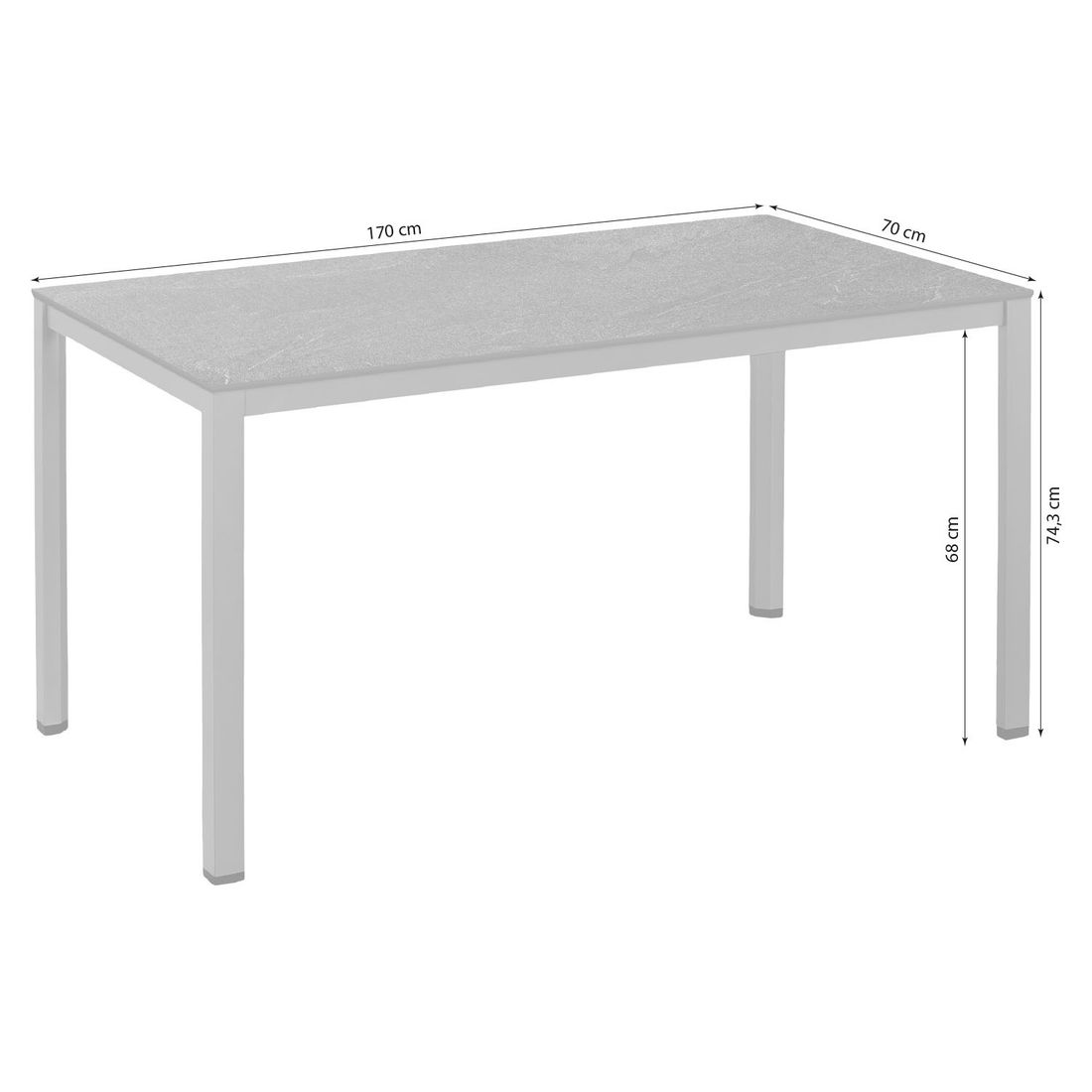 Kettler Cubic Gartentisch 140x70cm Aluminium/HPL