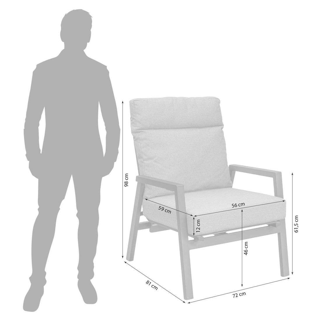 LC Garden Sondrino Dininglounge verstellbar mit OUTLIV. Tisch 150x90cm Aluminium/Polyester