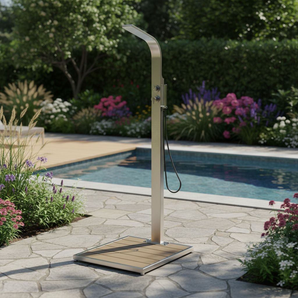 Ideal Helena Gartendusche Warmwasser Edelstahl/WPC