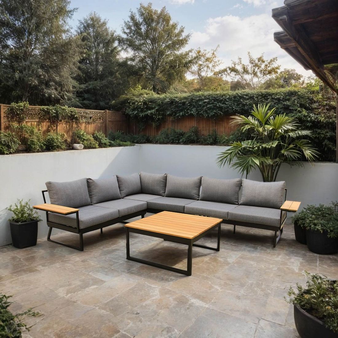 OUTLIV. Nelly Ecklounge inkl. Loungetisch Aluminium/Spun Polyester