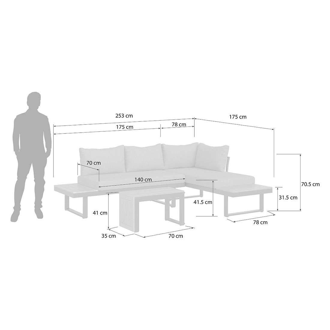OUTLIV. Alpha Ecklounge inkl. Loungetisch Aluminium/Polyester