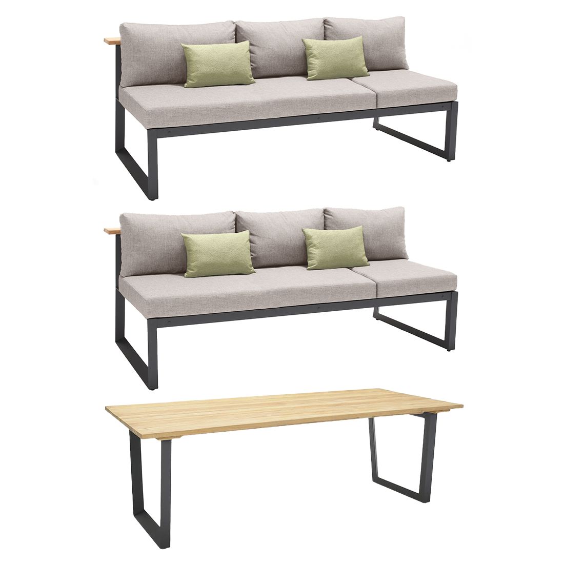 LifestyleGarden Palau Dininglounge Tisch 216x98,5cm Aluminium/Olefin