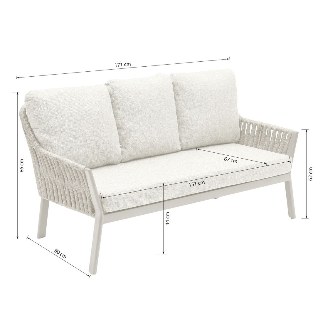 LC Garden Sofano Diningsofa Aluminium/Rope/Olefin