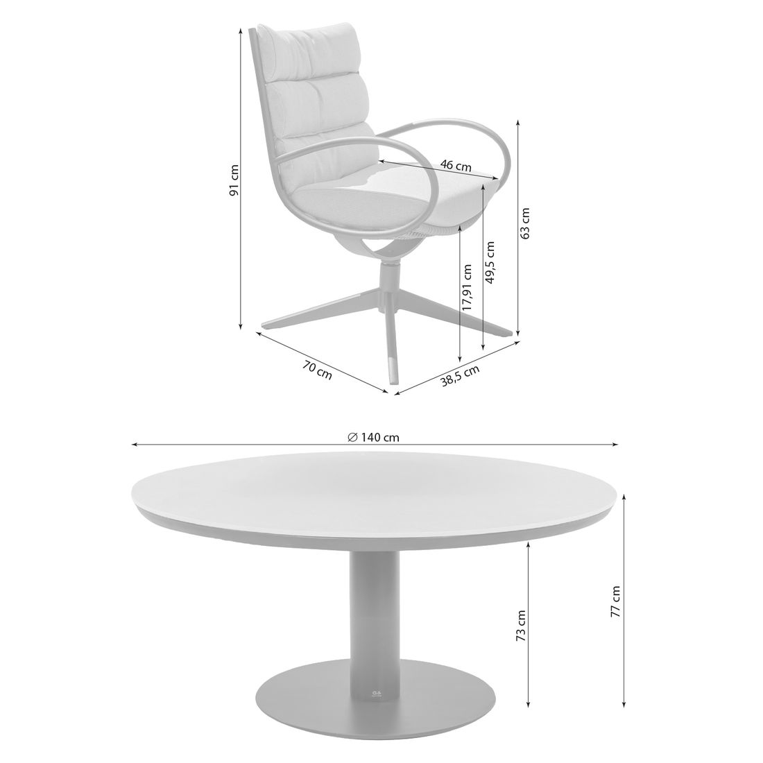 Apple Bee Camp Bay Gartenmöbel-Set M (4 Plätze) Tisch Ø140cm