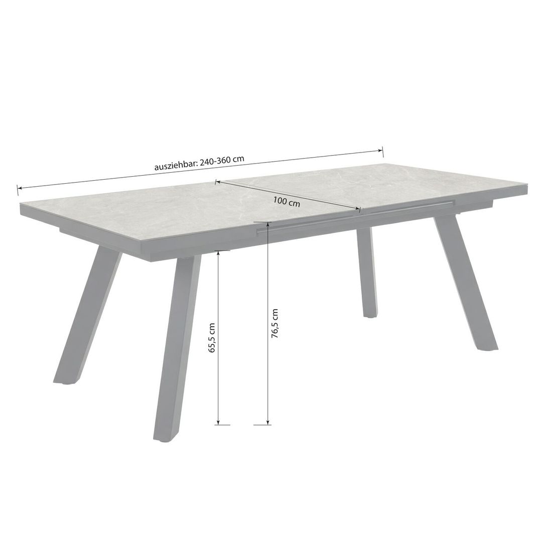 LC Garden Como Ausziehtisch 240/360x100cm Aluminium/Sinterstone